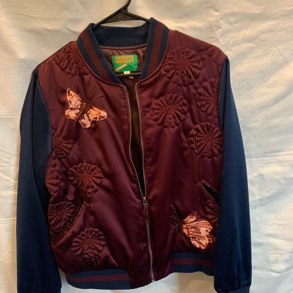 satin Groovy Monkey Bomber Jacket